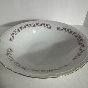 Bohemian‎ Fine China 10 1/4" Round Serving Bowl Pink Roses w/ Gold Trim